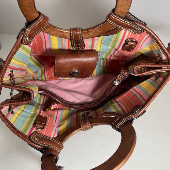 Vintage Fossil Brown Straw Basket Weave Handbag Purse - Picture 8 of 13